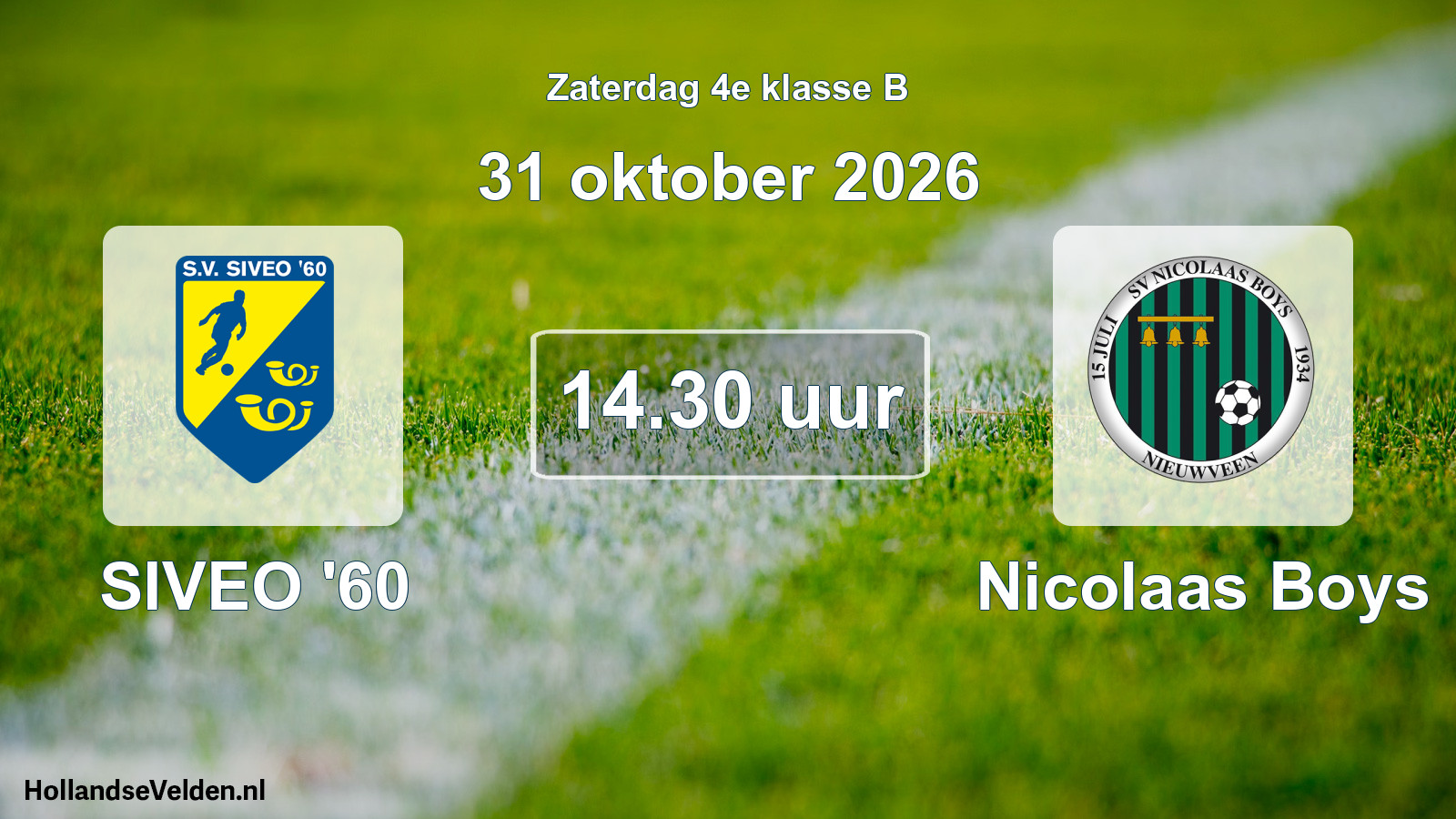 Scheduled Match: SIVEO '60 - Nicolaas Boys (31 October 2026)