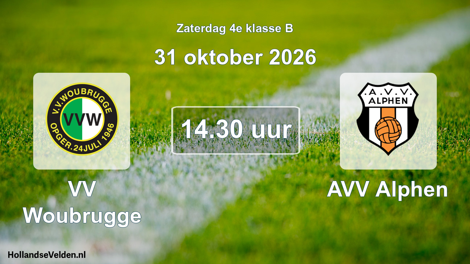Geplande wedstrijd: VV Woubrugge - AVV Alphen (31 oktober 2026)