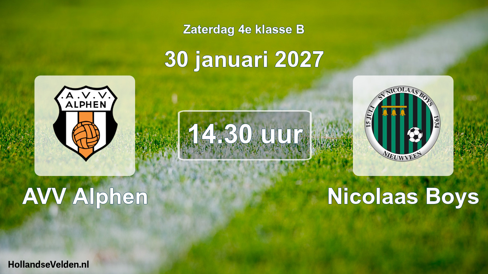 Geplande wedstrijd: AVV Alphen - Nicolaas Boys (30 januari 2027)