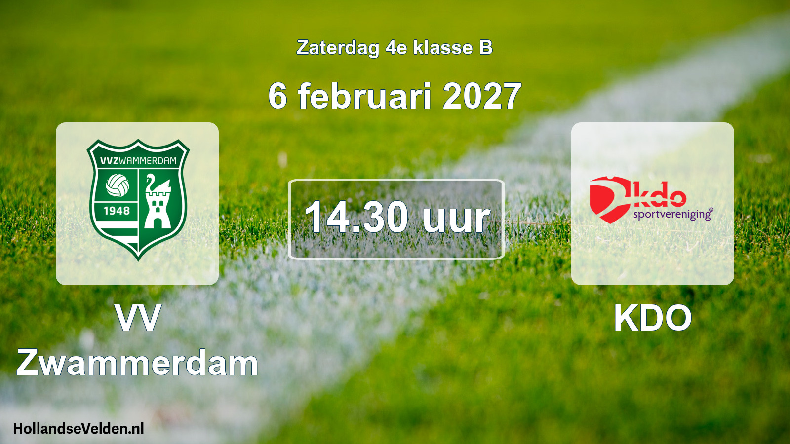 Geplande wedstrijd: VV Zwammerdam - KDO (6 februari 2027)