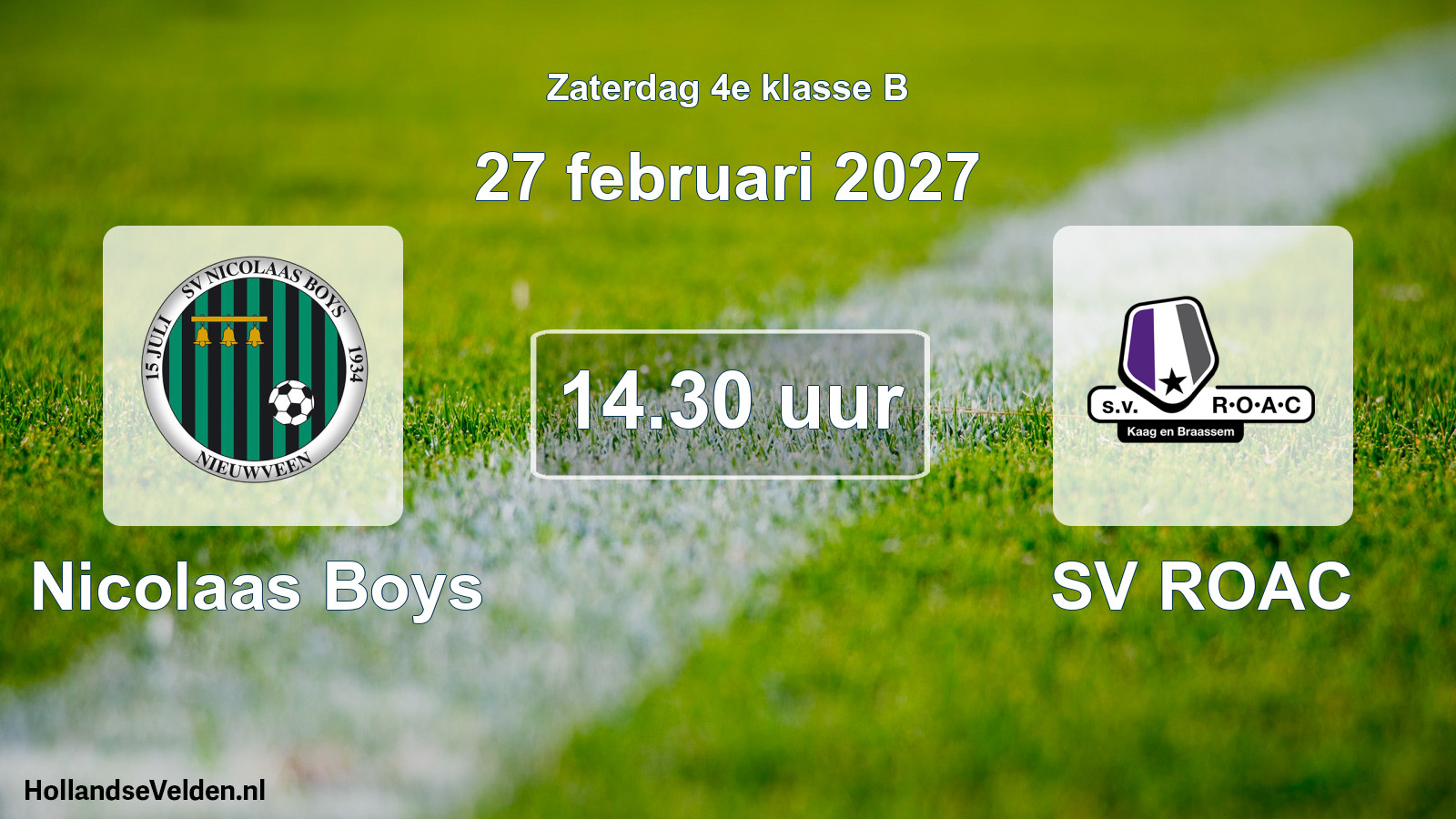 Geplande wedstrijd: Nicolaas Boys - SV ROAC (27 februari 2027)