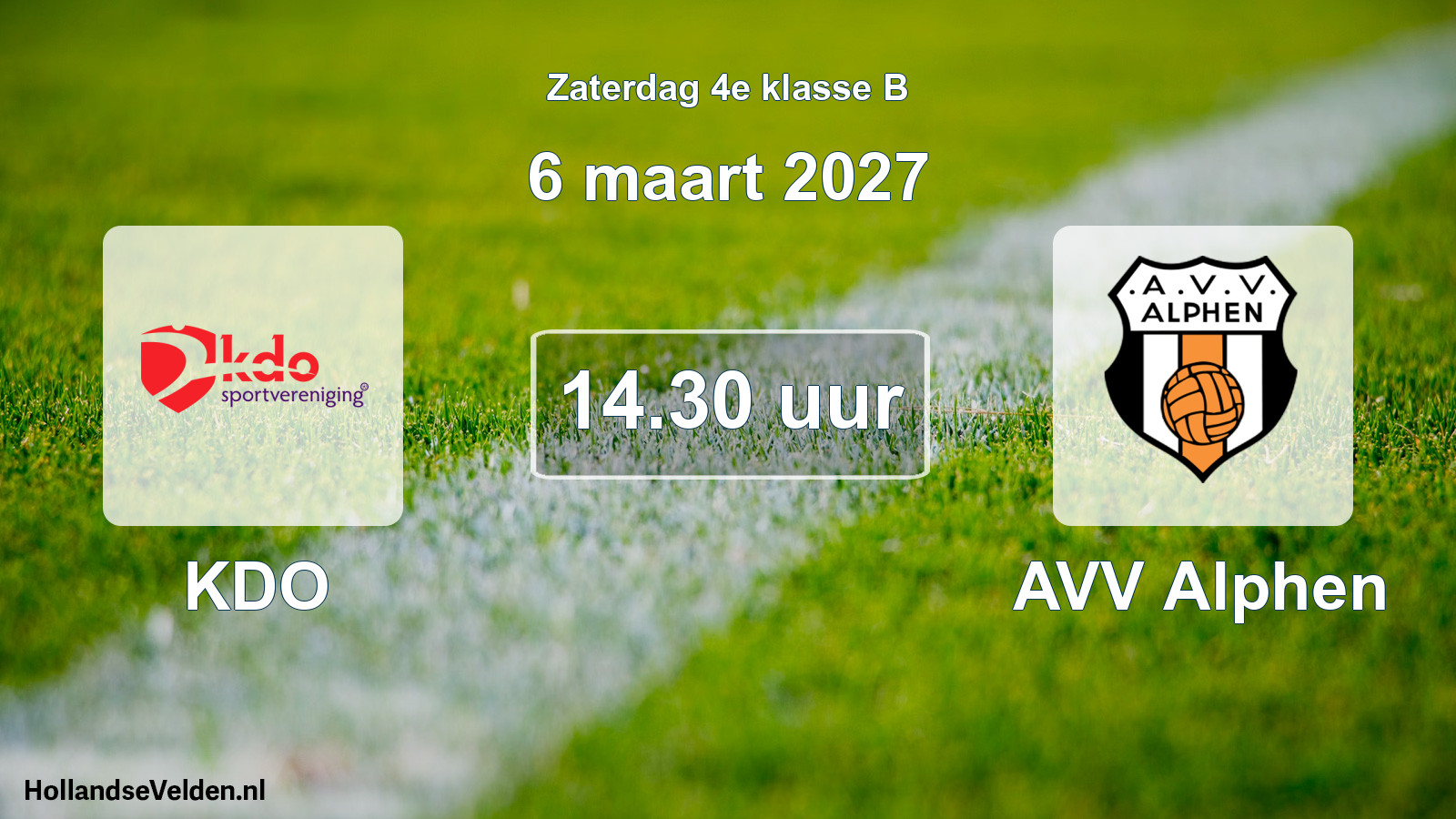 Geplande wedstrijd: KDO - AVV Alphen (6 maart 2027)