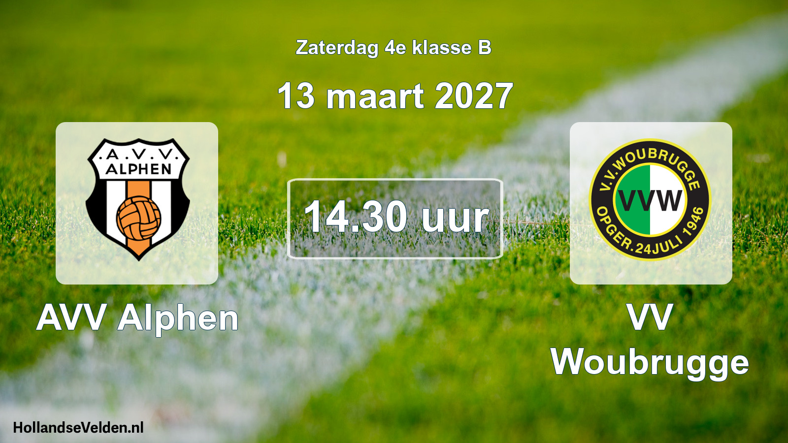 Geplande wedstrijd: AVV Alphen - VV Woubrugge (13 maart 2027)