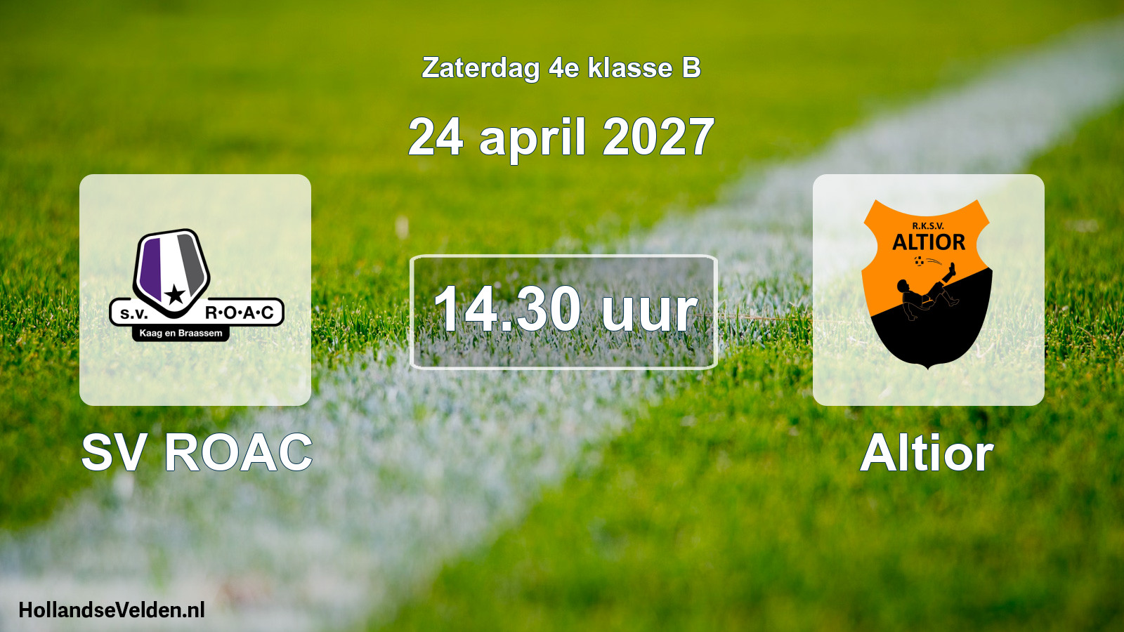 Geplande wedstrijd: SV ROAC - Altior (24 april 2027)