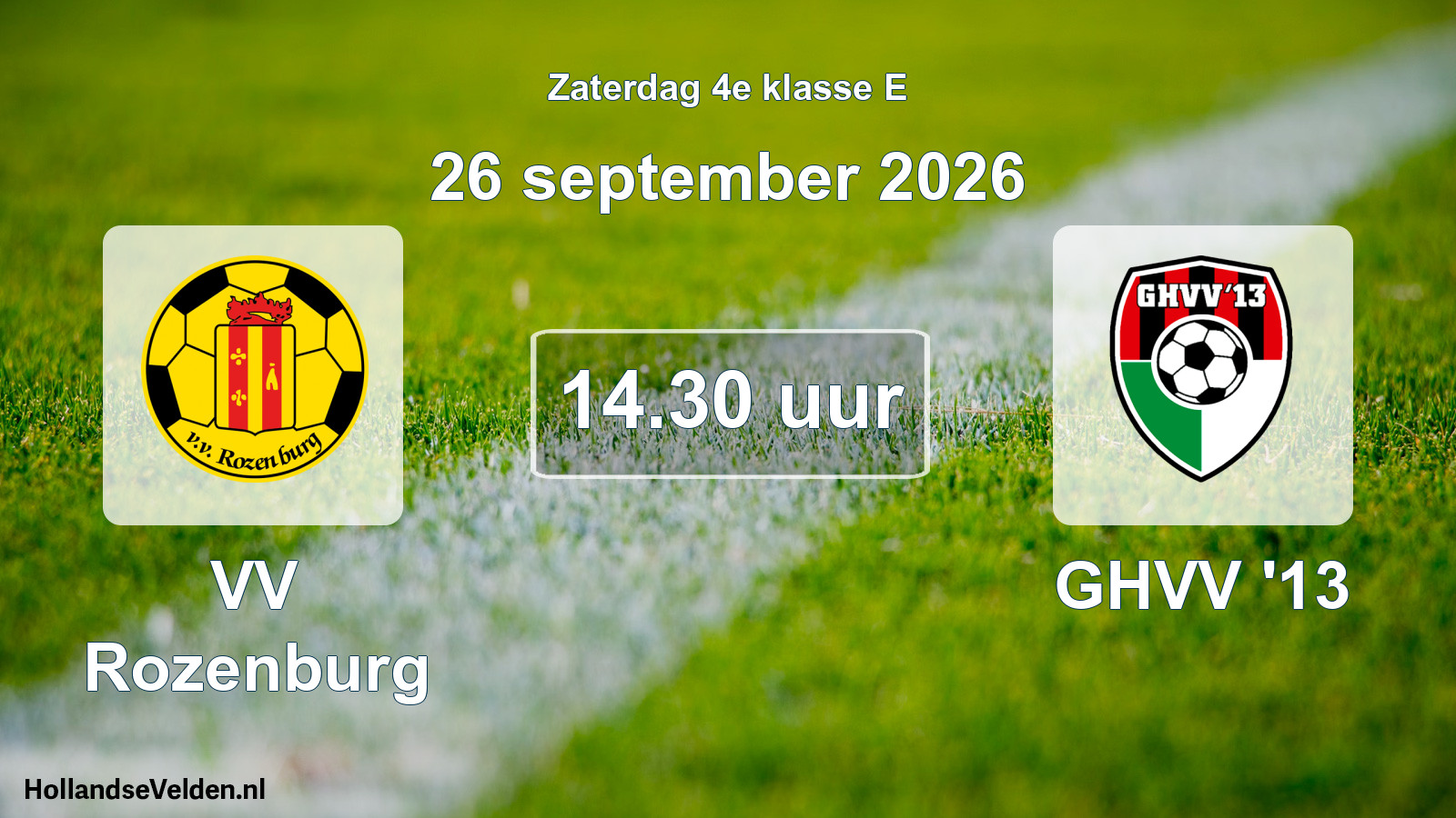 Geplande wedstrijd: VV Rozenburg - GHVV '13 (26 september 2026)