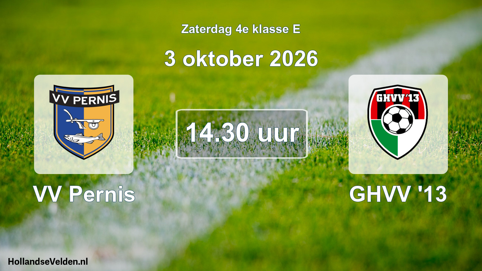 Geplande wedstrijd: VV Pernis - GHVV '13 (3 oktober 2026)