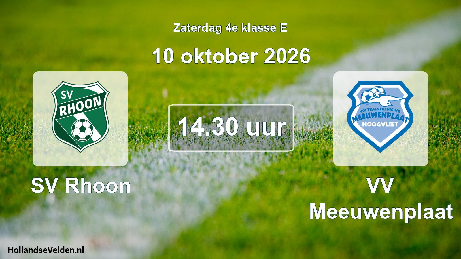 Scheduled Match: SV Rhoon - VV Meeuwenplaat (10 October 2026)
