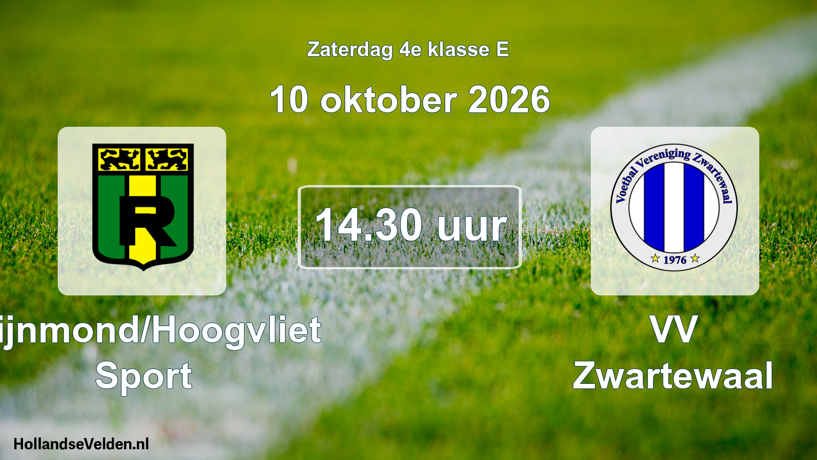Geplande wedstrijd: Rijnmond/Hoogvliet Sport - VV Zwartewaal (10 oktober 2026)