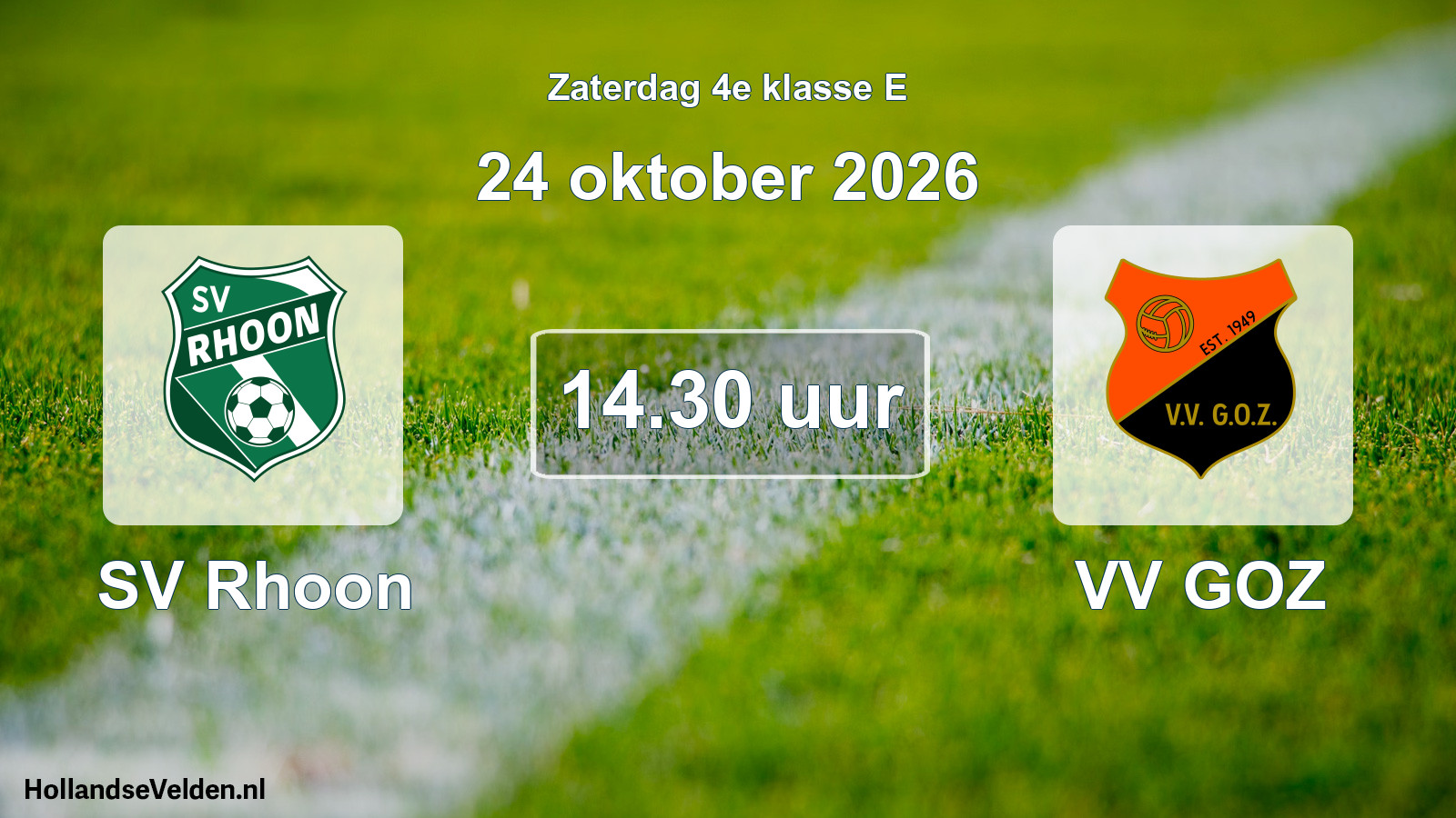 Geplande wedstrijd: SV Rhoon - VV GOZ (24 oktober 2026)