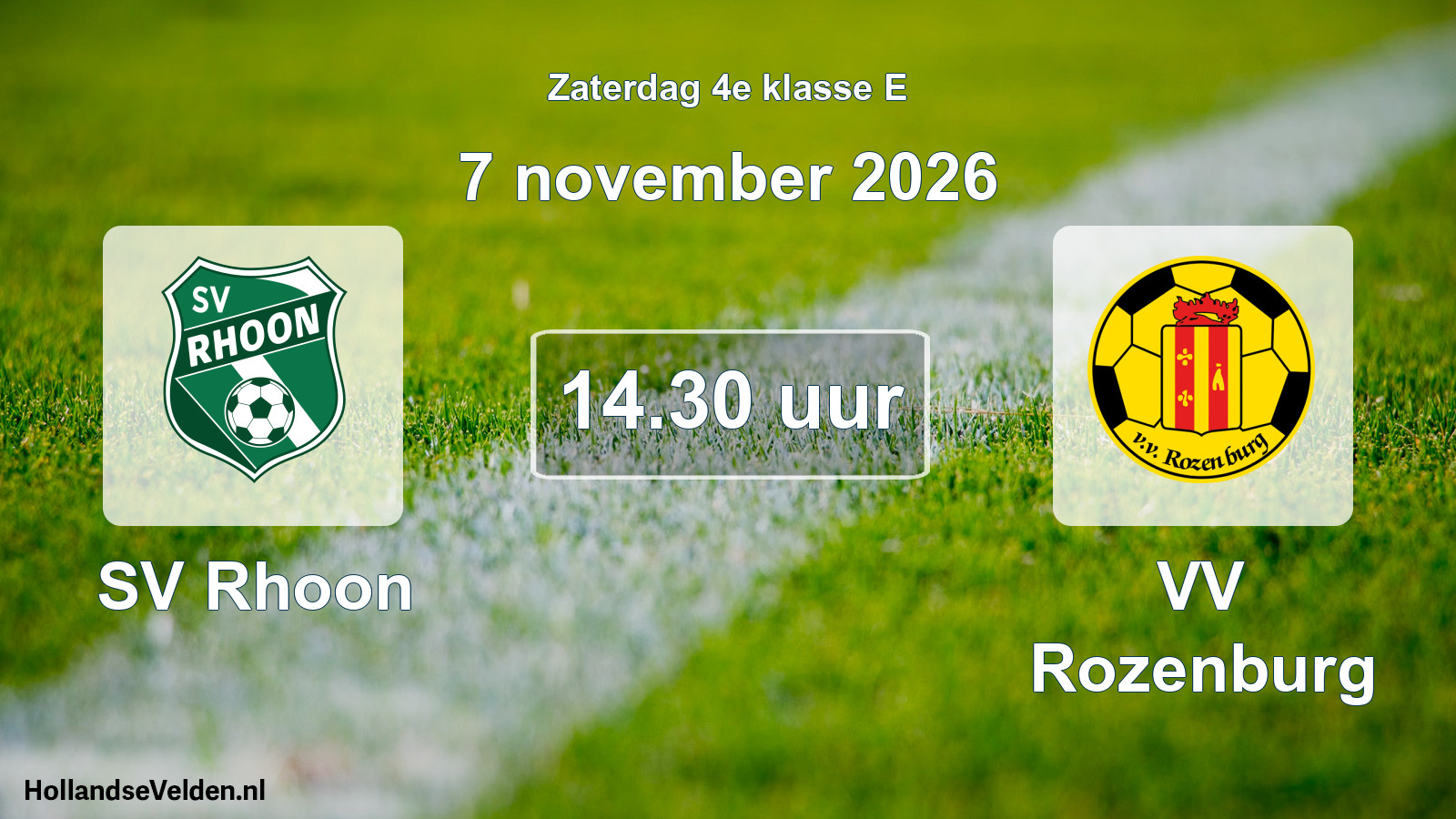 Geplande wedstrijd: SV Rhoon - VV Rozenburg (7 november 2026)