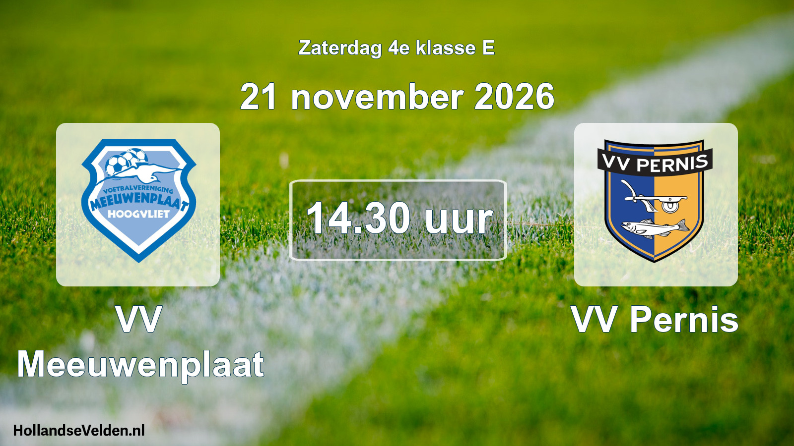 Geplande wedstrijd: VV Meeuwenplaat - VV Pernis (21 november 2026)