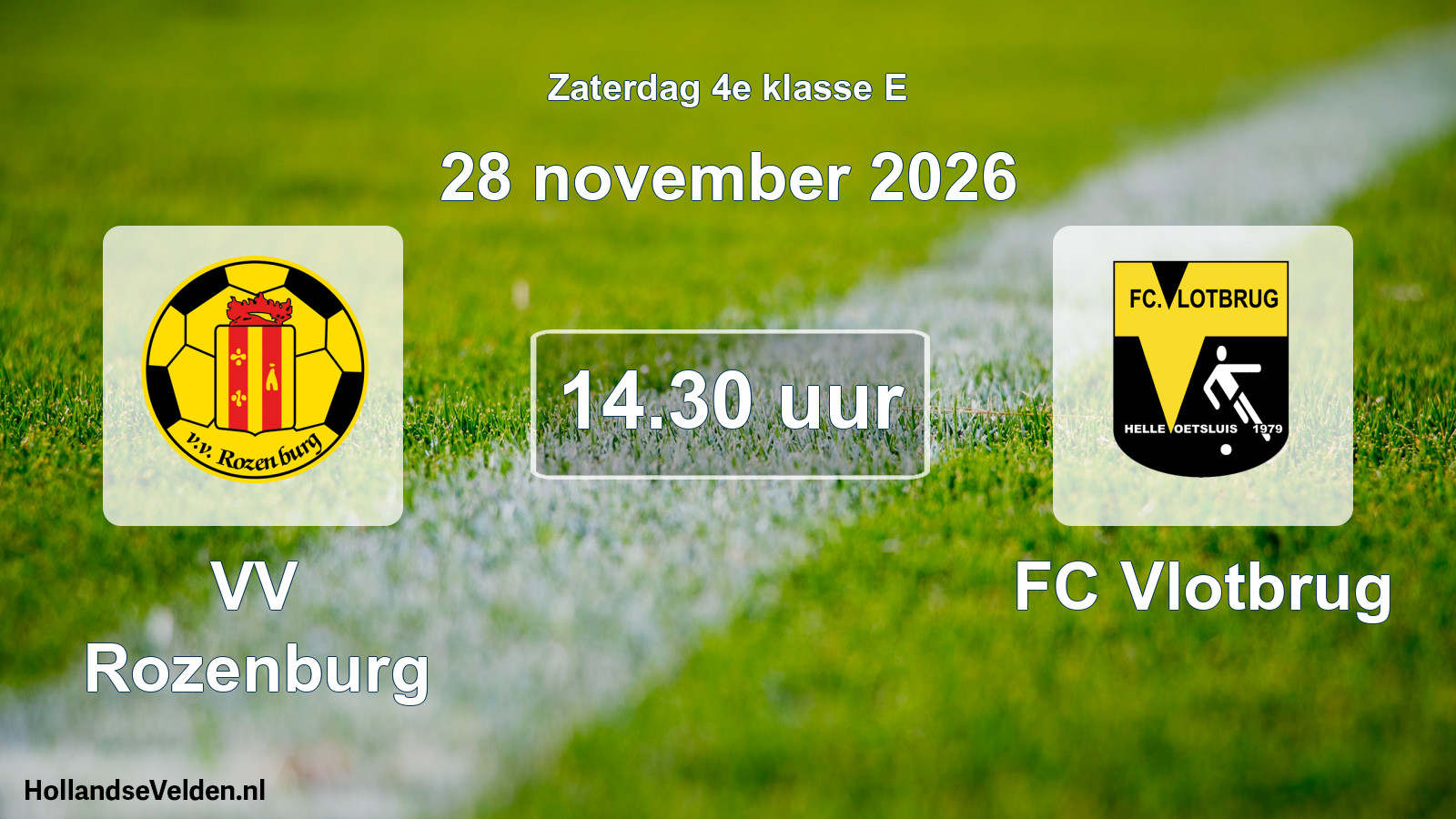 Geplande wedstrijd: VV Rozenburg - FC Vlotbrug (28 november 2026)
