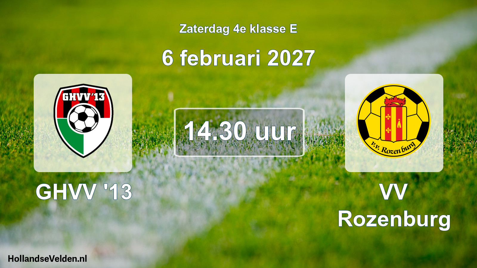 Geplande wedstrijd: GHVV '13 - VV Rozenburg (6 februari 2027)