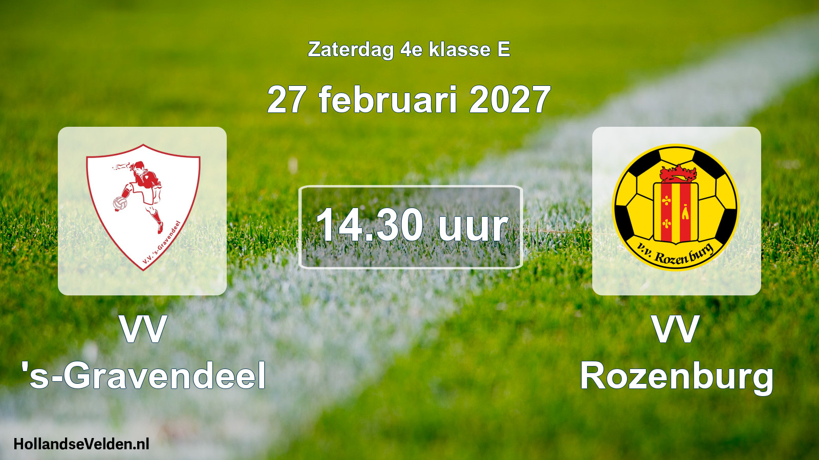 Geplande wedstrijd: VV 's-Gravendeel - VV Rozenburg (27 februari 2027)