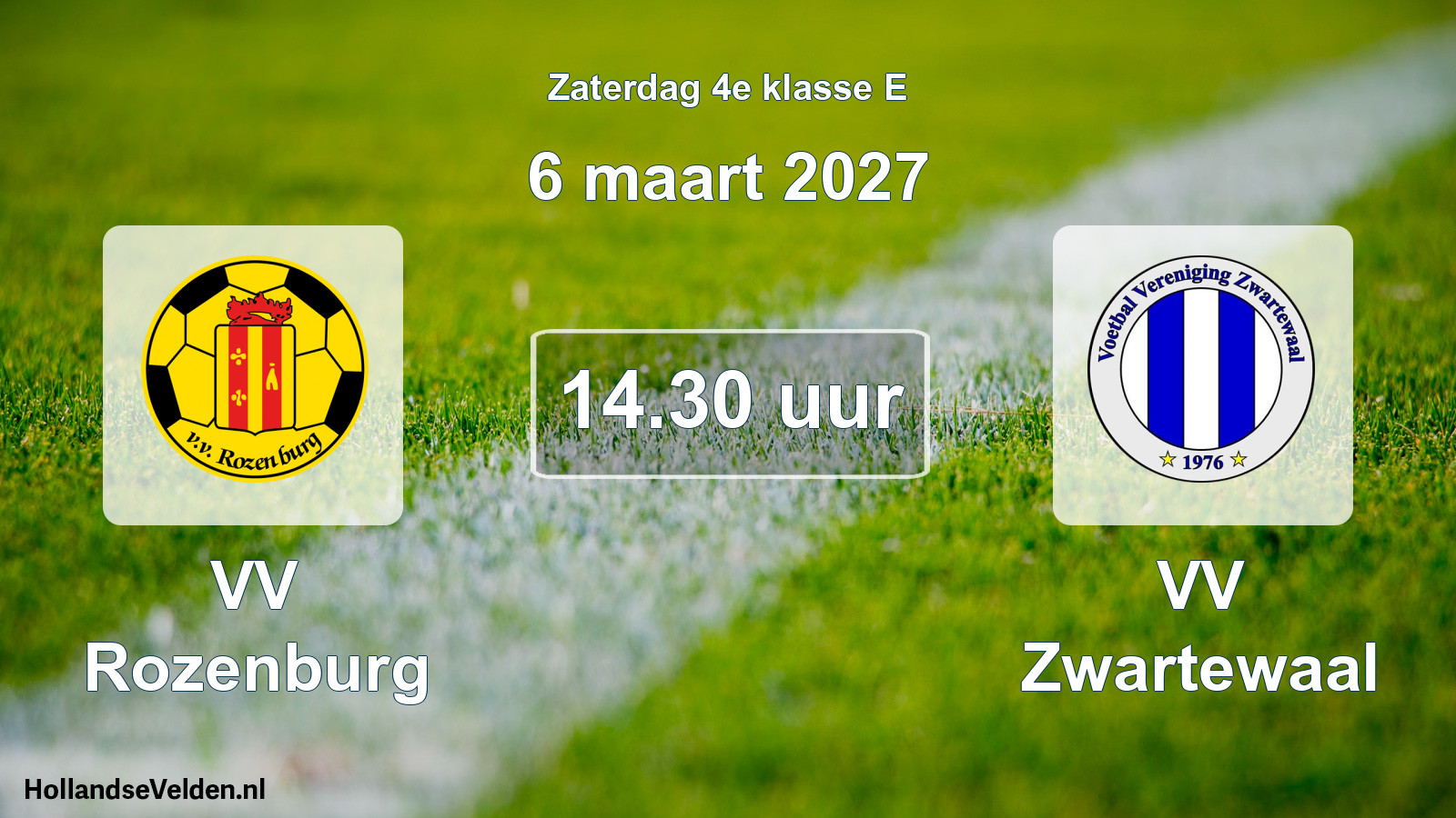 Geplande wedstrijd: VV Rozenburg - VV Zwartewaal (6 maart 2027)