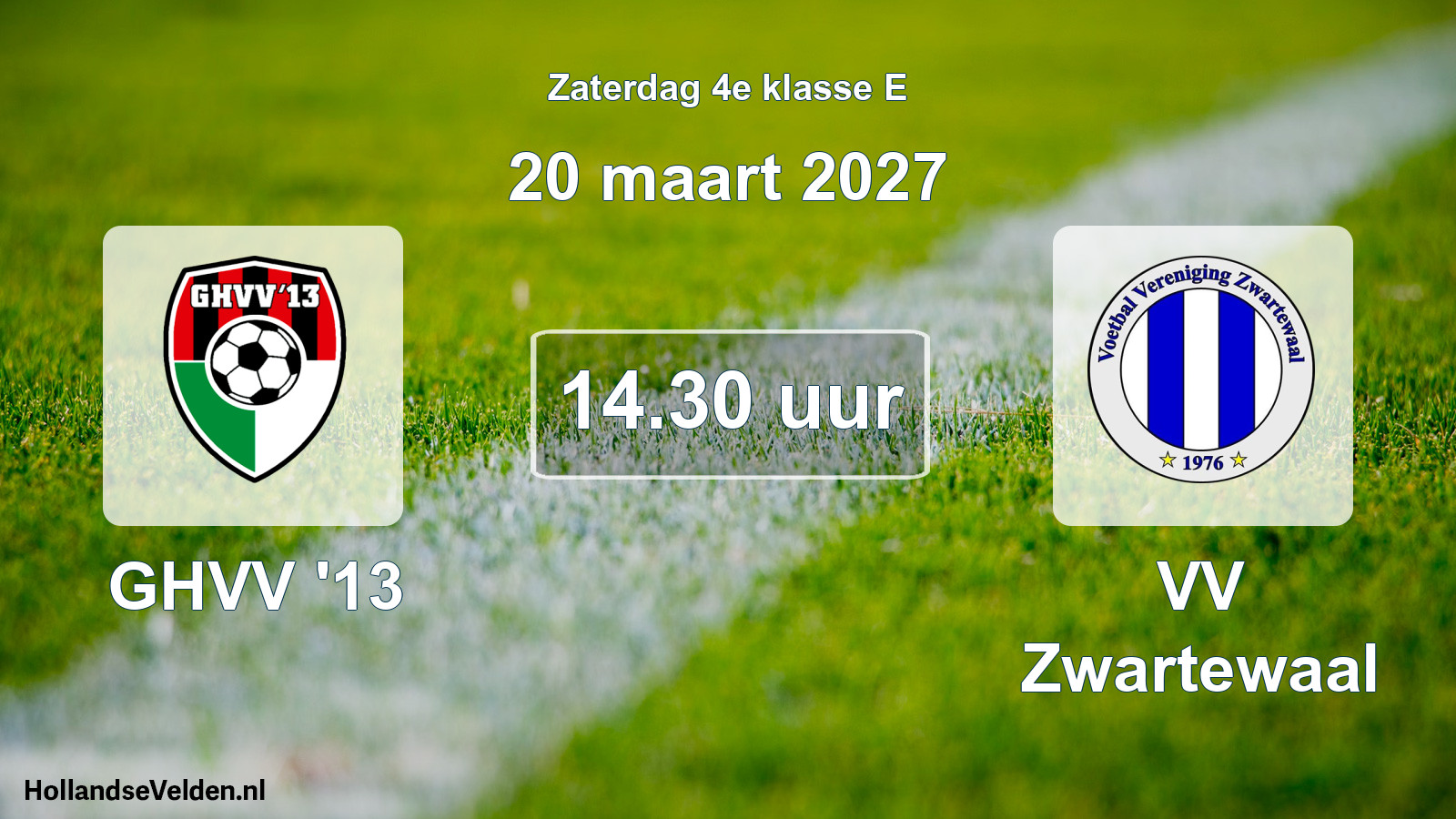 Geplande wedstrijd: GHVV '13 - VV Zwartewaal (20 maart 2027)