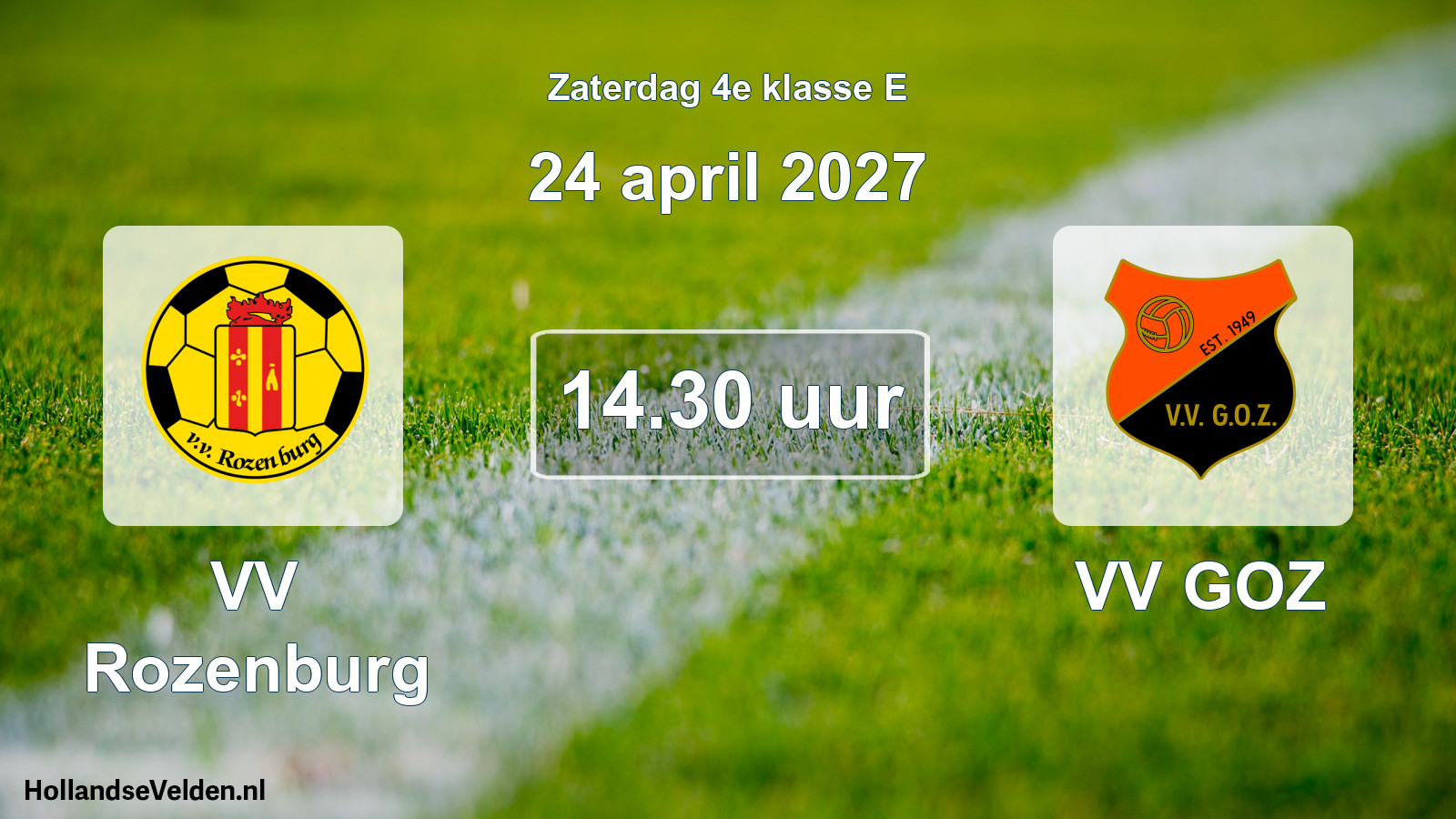 Geplande wedstrijd: VV Rozenburg - VV GOZ (24 april 2027)