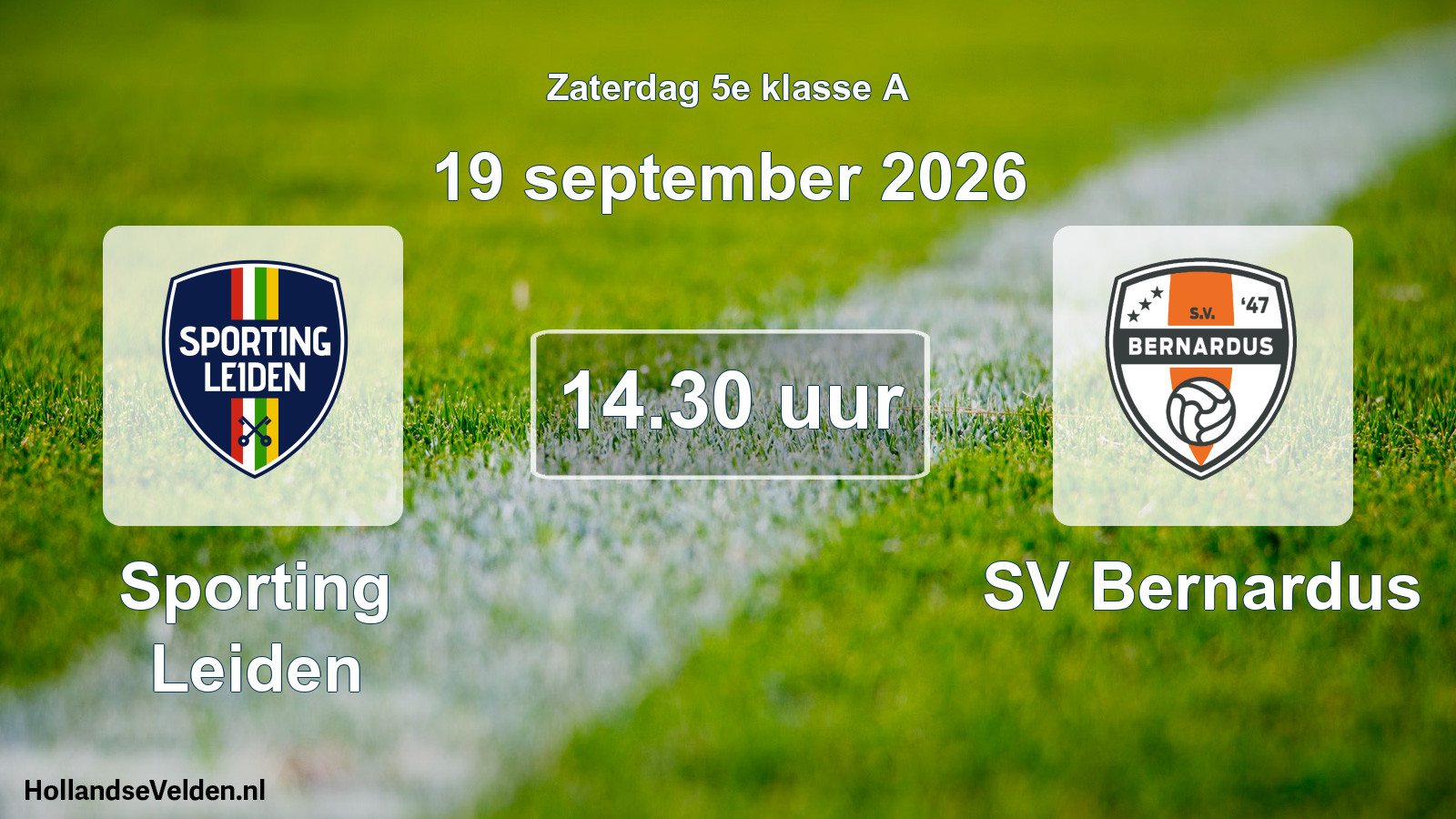 Geplande wedstrijd: Sporting Leiden - SV Bernardus (19 september 2026)
