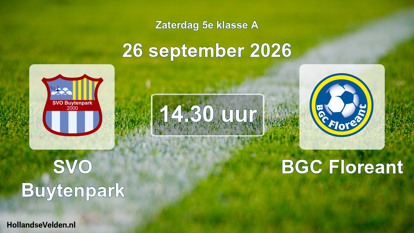 Geplande wedstrijd: SVO Buytenpark - BGC Floreant (26 september 2026)