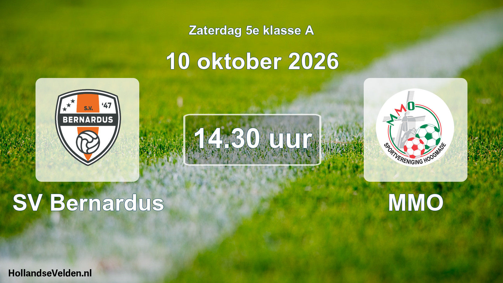 Geplande wedstrijd: SV Bernardus - MMO (10 oktober 2026)