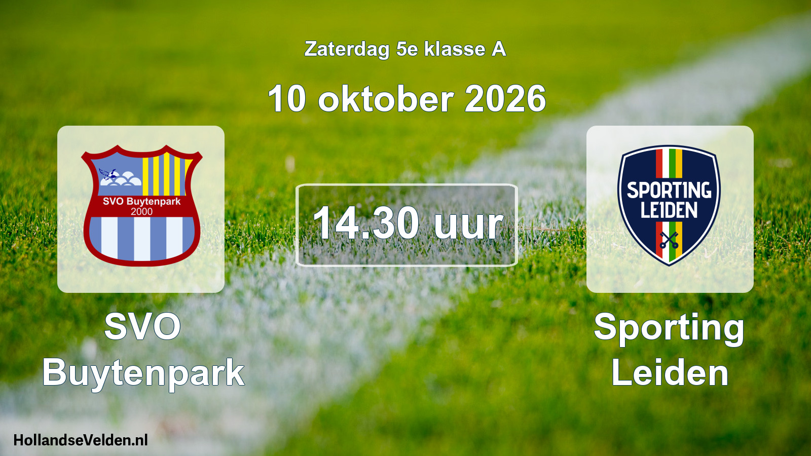 Geplande wedstrijd: SVO Buytenpark - Sporting Leiden (10 oktober 2026)