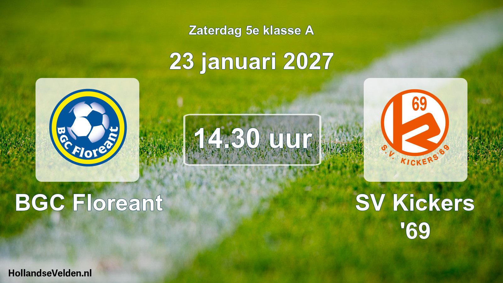 Geplande wedstrijd: BGC Floreant - SV Kickers '69 (23 januari 2027)