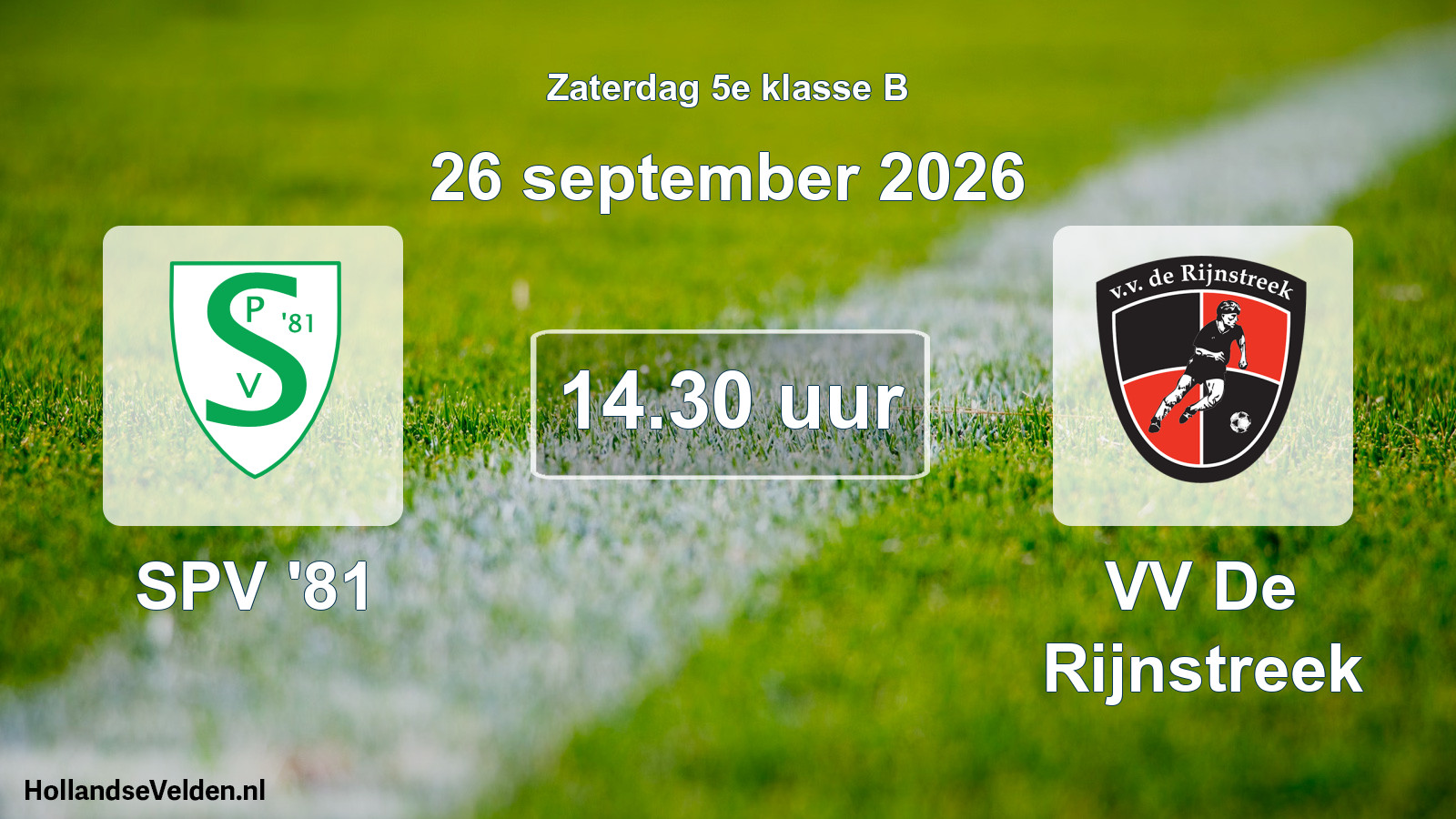 Geplande wedstrijd: SPV '81 - VV De Rijnstreek (26 september 2026)