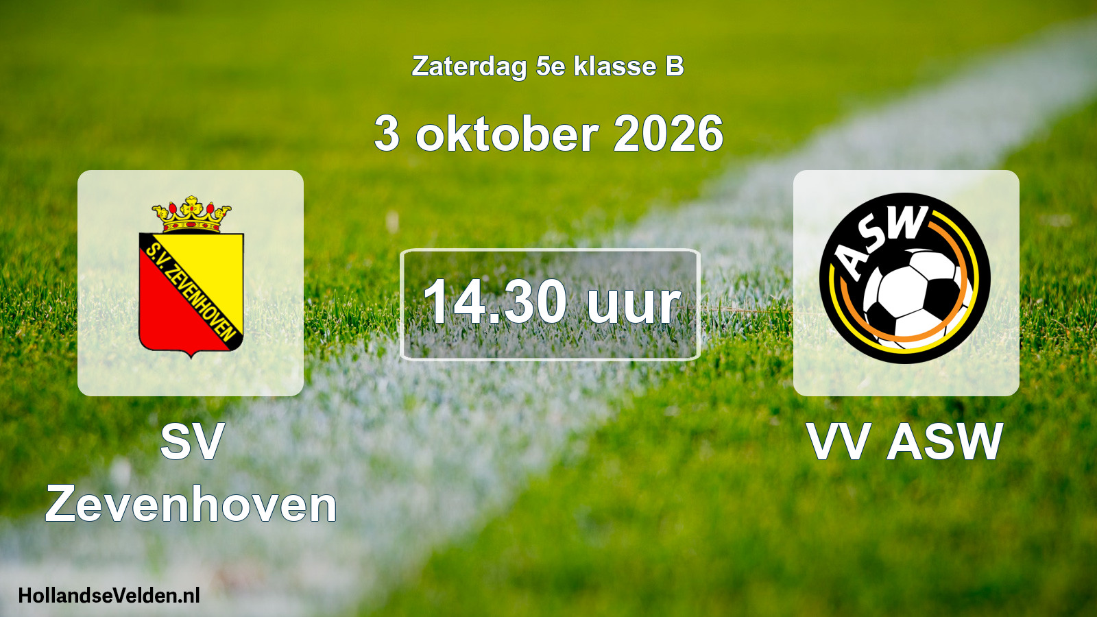 Geplande wedstrijd: SV Zevenhoven - VV ASW (3 oktober 2026)