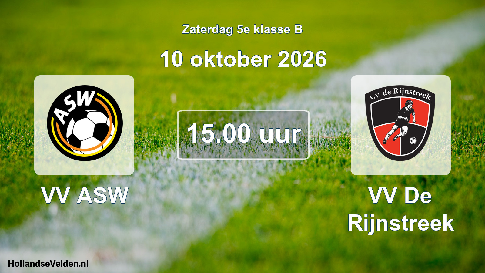 Geplande wedstrijd: VV ASW - VV De Rijnstreek (10 oktober 2026)