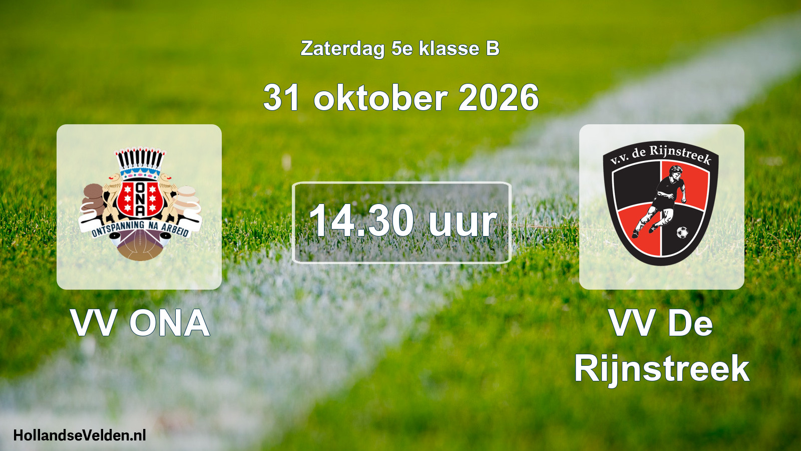 Geplande wedstrijd: VV ONA - VV De Rijnstreek (31 oktober 2026)
