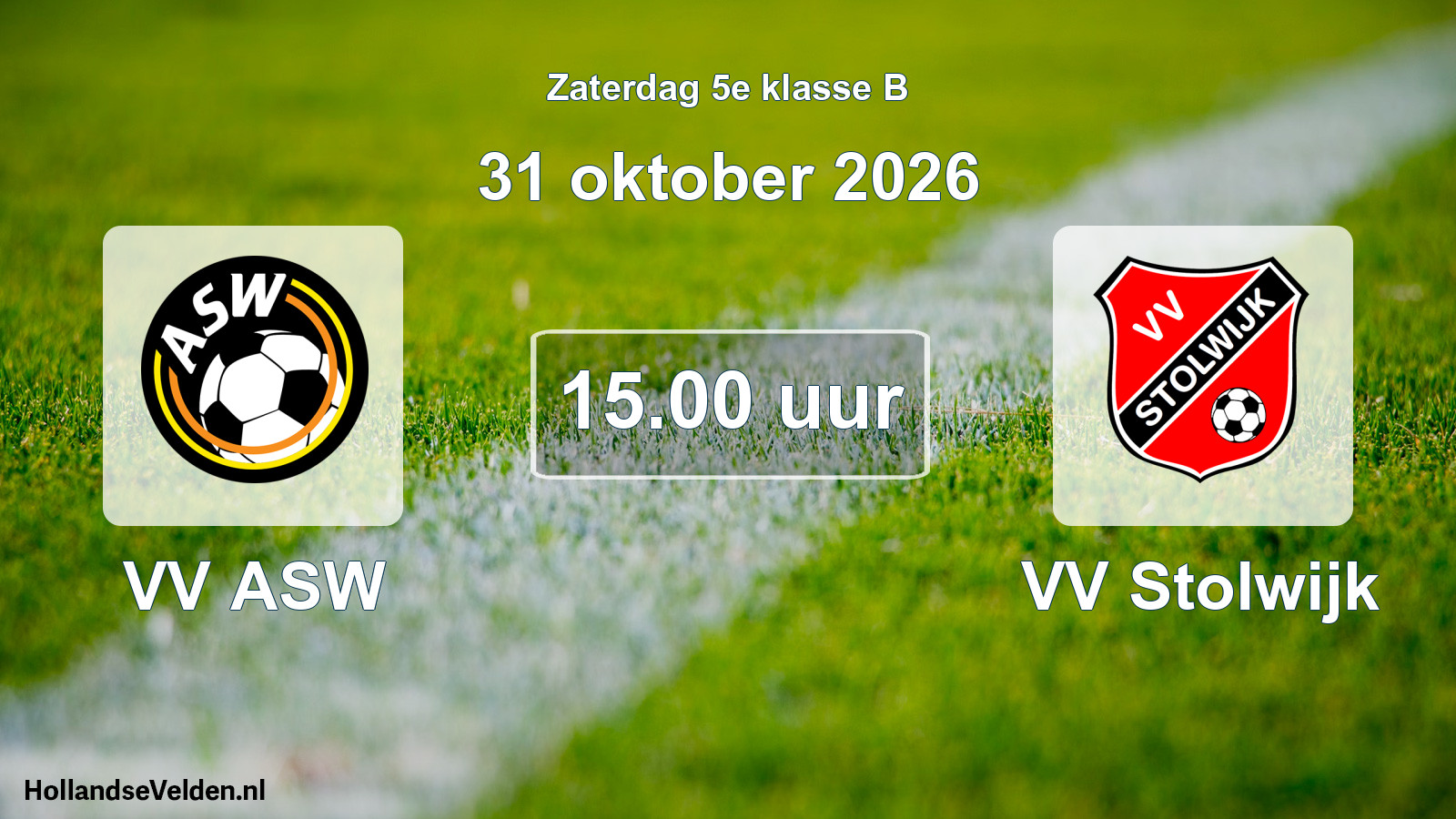 Geplande wedstrijd: VV ASW - VV Stolwijk (31 oktober 2026)