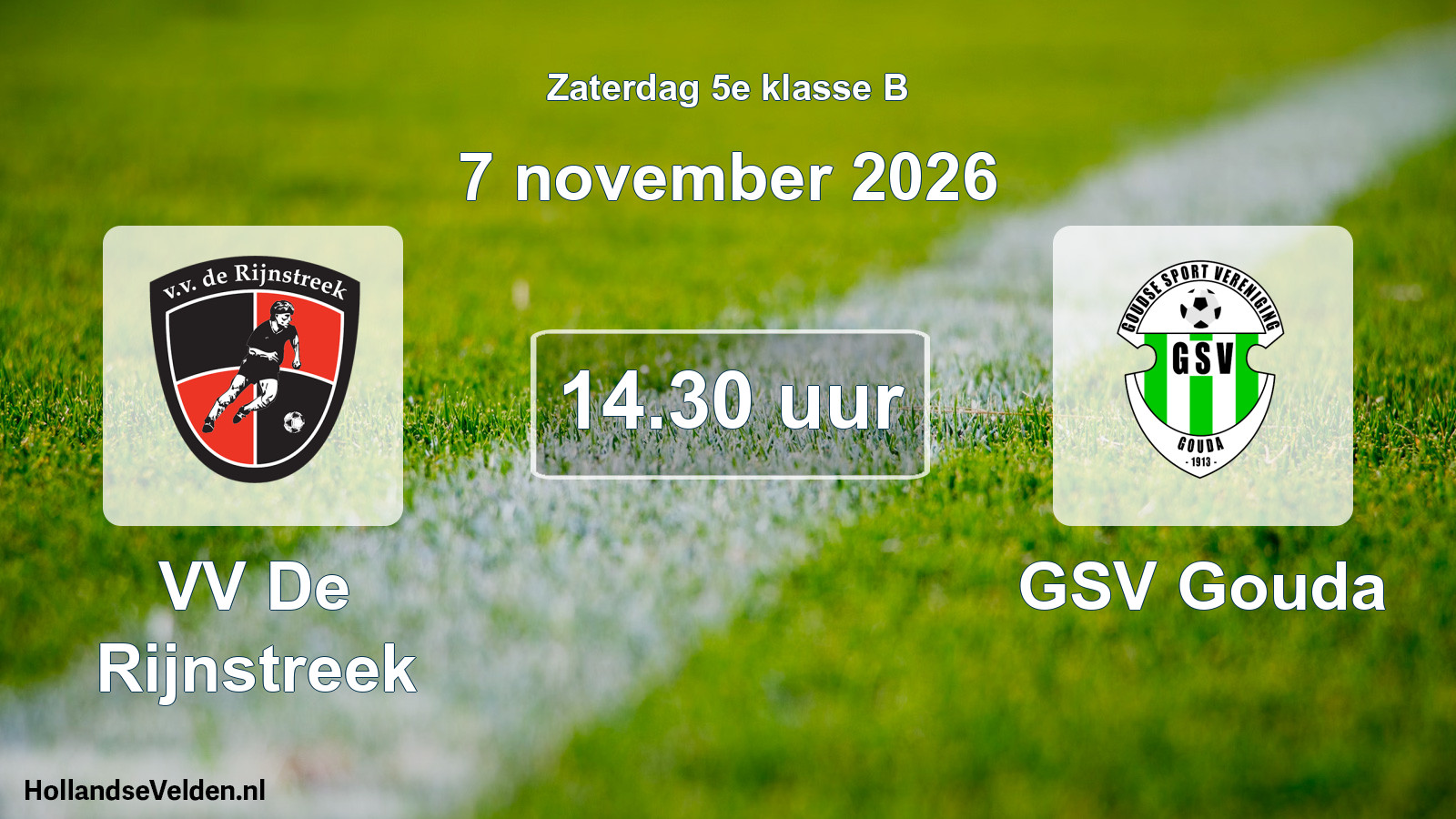 Geplande wedstrijd: VV De Rijnstreek - GSV Gouda (7 november 2026)