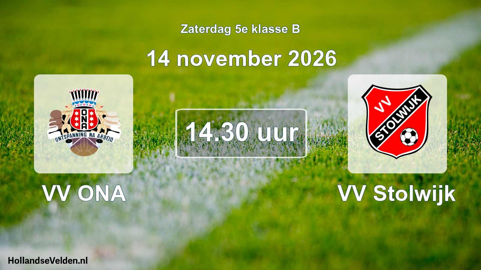 Geplande wedstrijd: VV ONA - VV Stolwijk (14 november 2026)