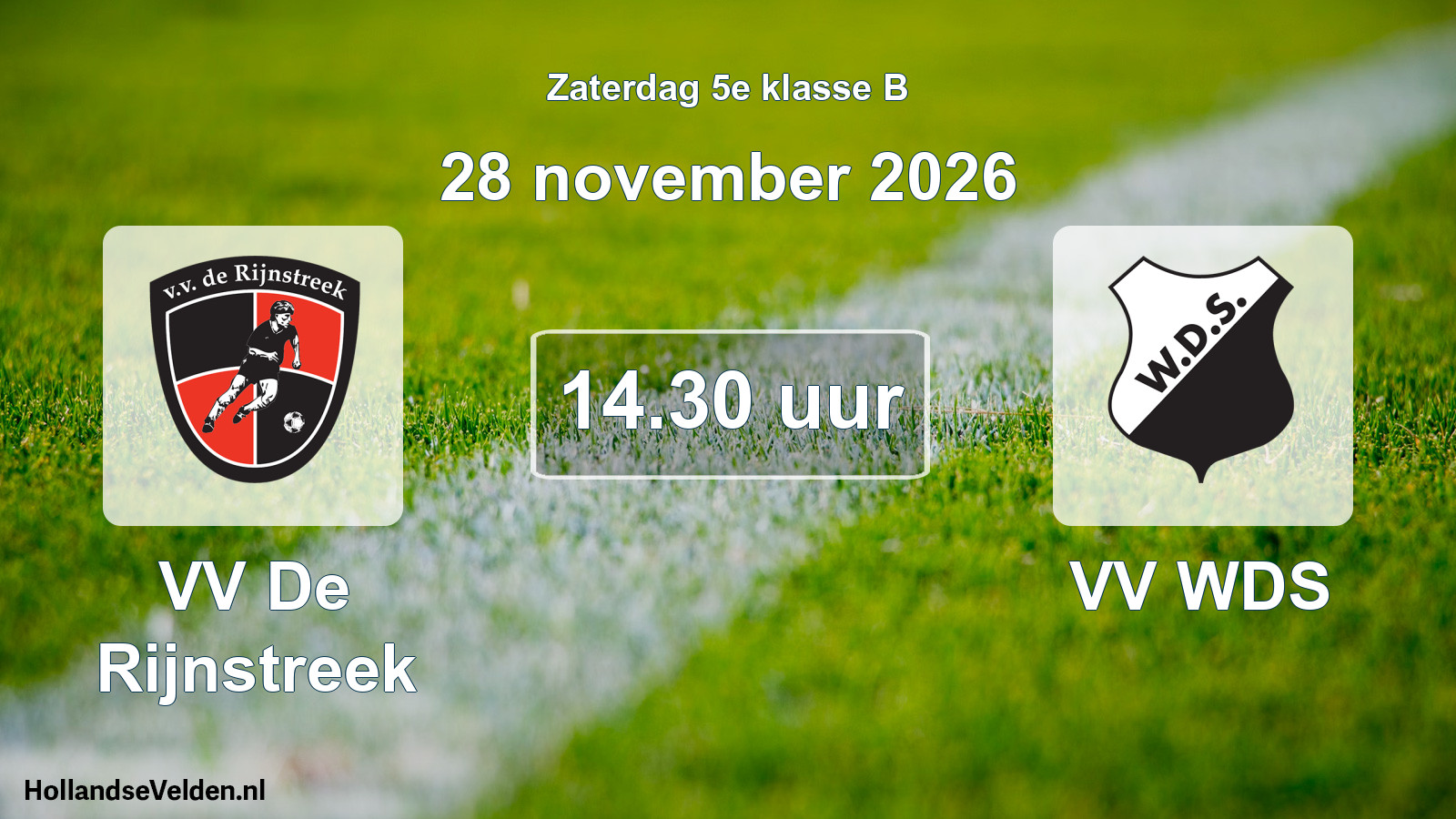 Geplande wedstrijd: VV De Rijnstreek - VV WDS (28 november 2026)