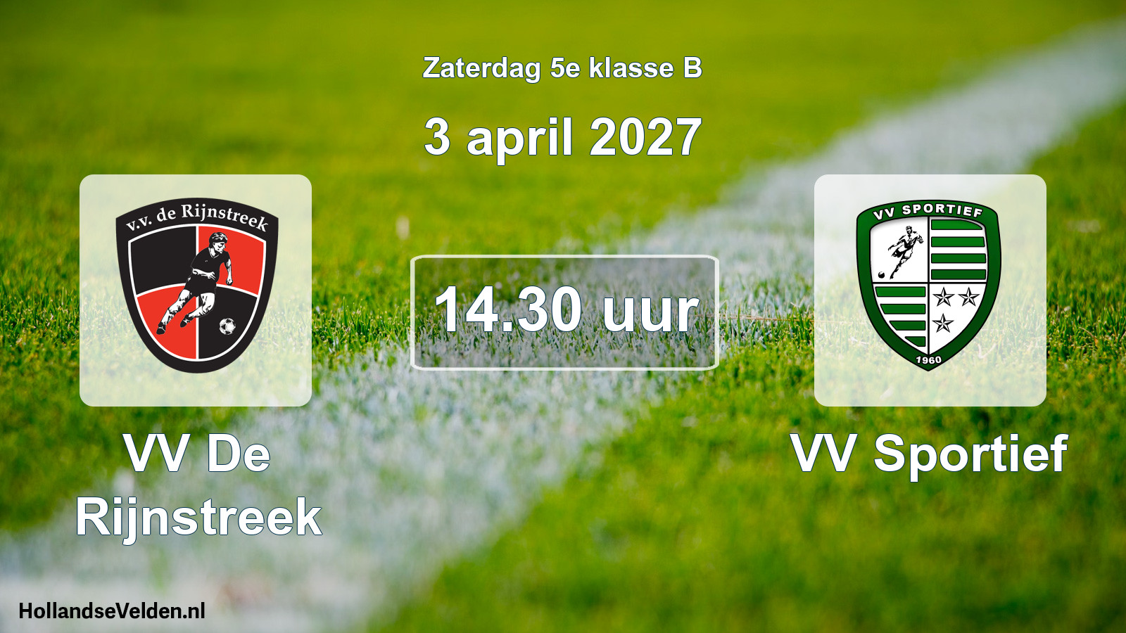 Geplande wedstrijd: VV De Rijnstreek - VV Sportief (3 april 2027)