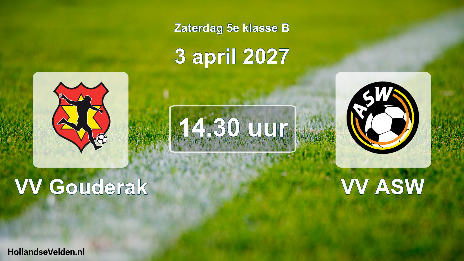 Geplande wedstrijd: VV Gouderak - VV ASW (3 april 2027)