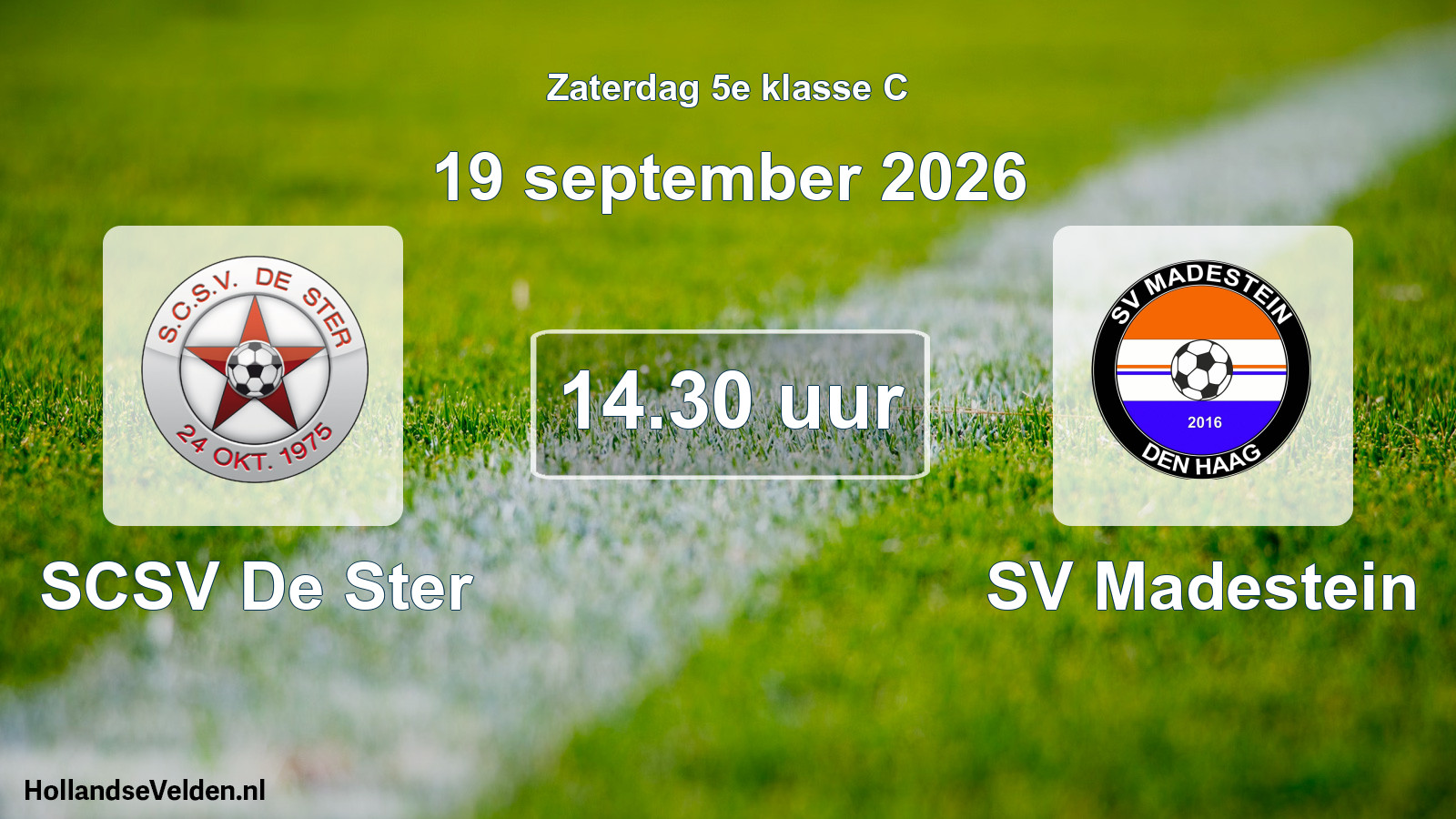 Geplande wedstrijd: SCSV De Ster - SV Madestein (19 september 2026)