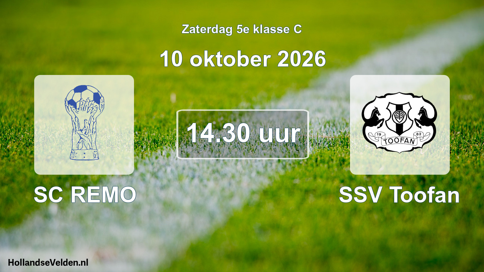 Geplande wedstrijd: SC REMO - SSV Toofan (10 oktober 2026)