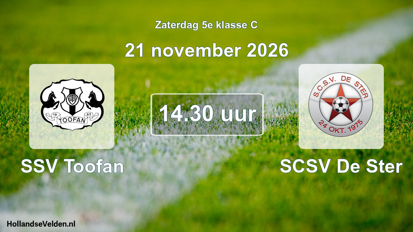 Geplande wedstrijd: SSV Toofan - SCSV De Ster (21 november 2026)