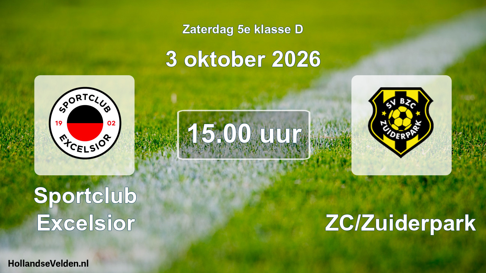 Geplande wedstrijd: Sportclub Excelsior - BZC/Zuiderpark (3 oktober 2026)