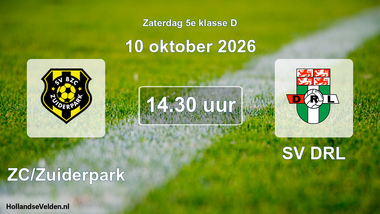 Geplande wedstrijd: BZC/Zuiderpark - SV DRL (10 oktober 2026)