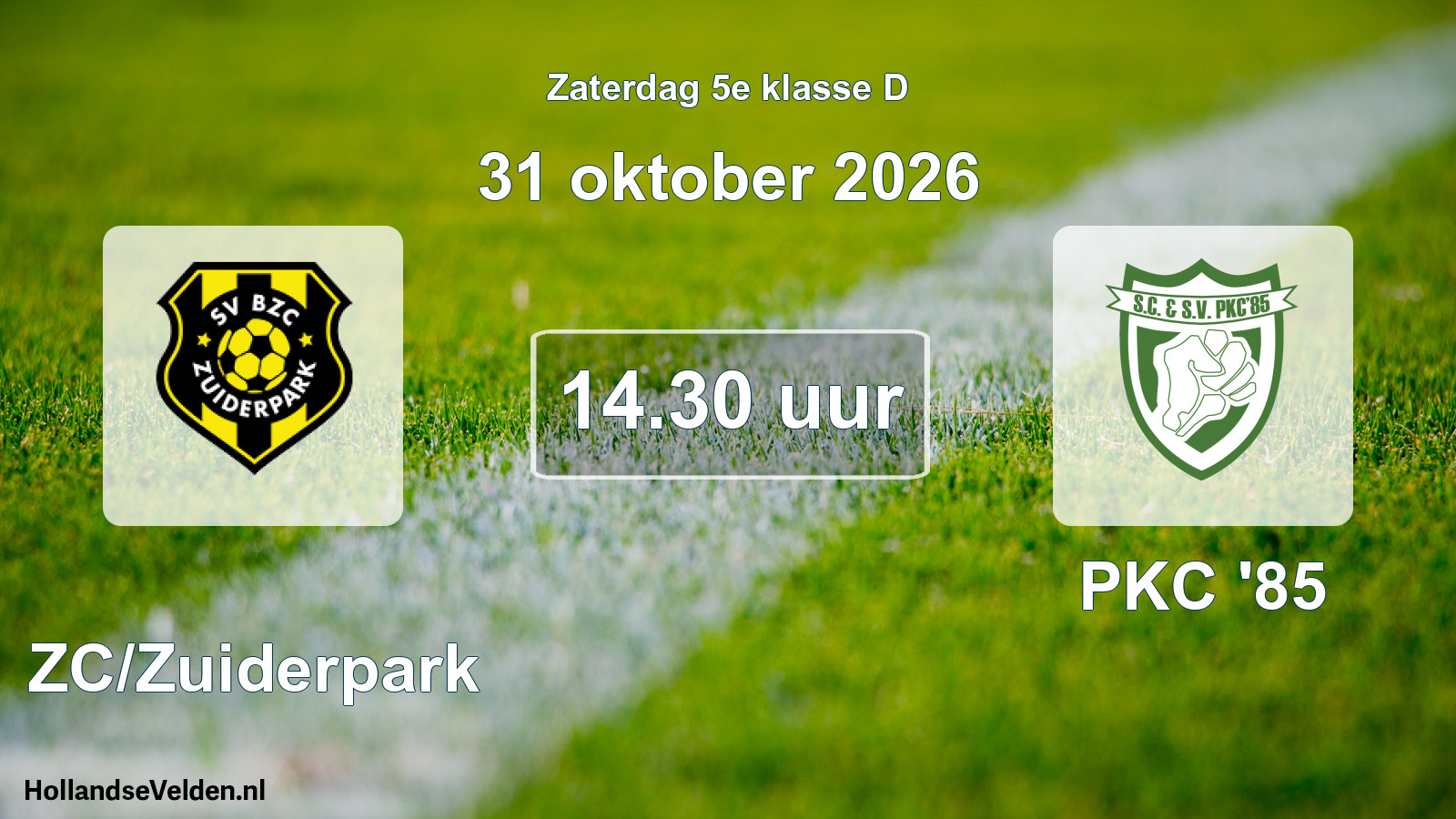 Geplande wedstrijd: BZC/Zuiderpark - PKC '85 (31 oktober 2026)