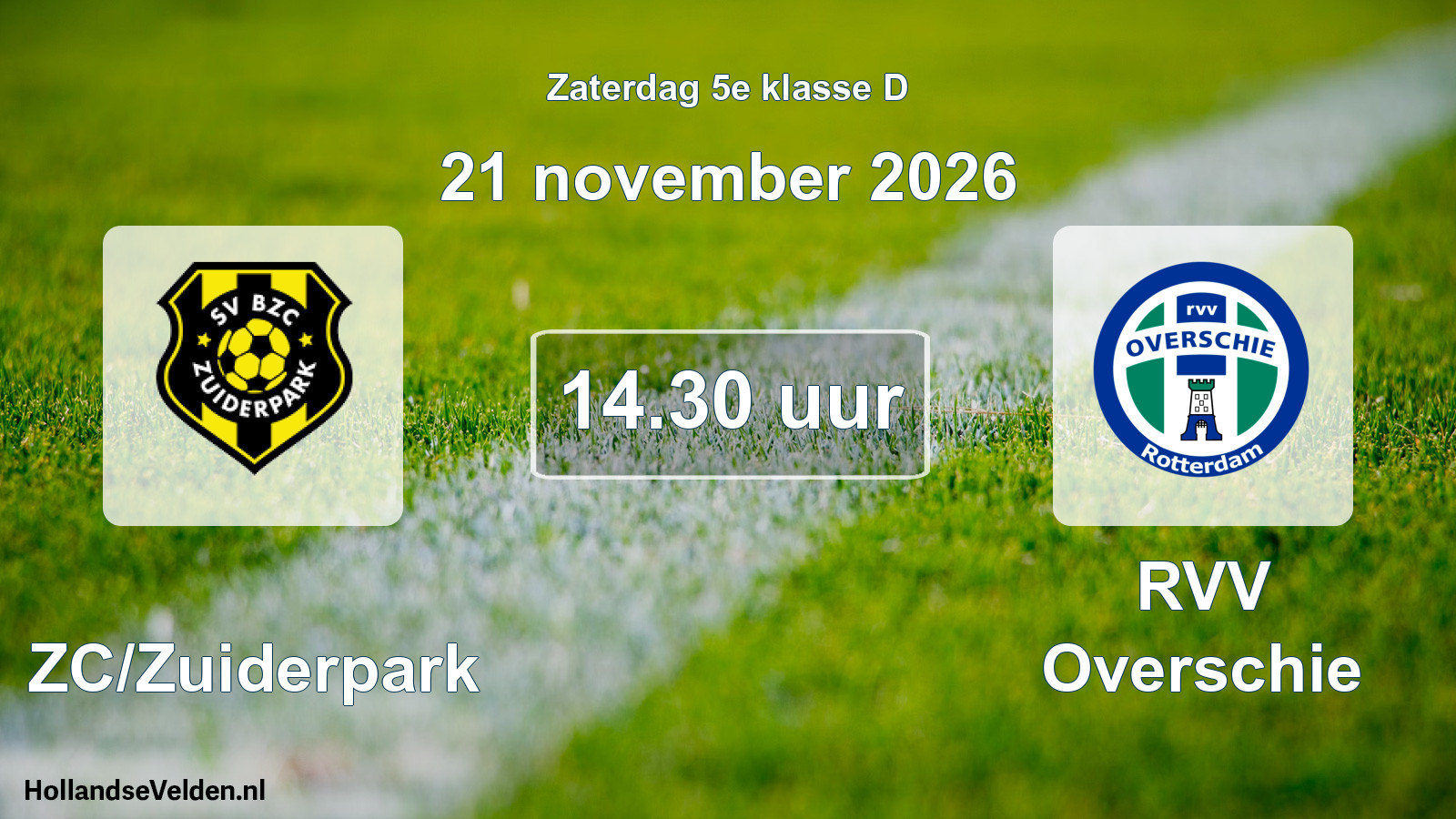 Geplande wedstrijd: BZC/Zuiderpark - RVV Overschie (21 november 2026)