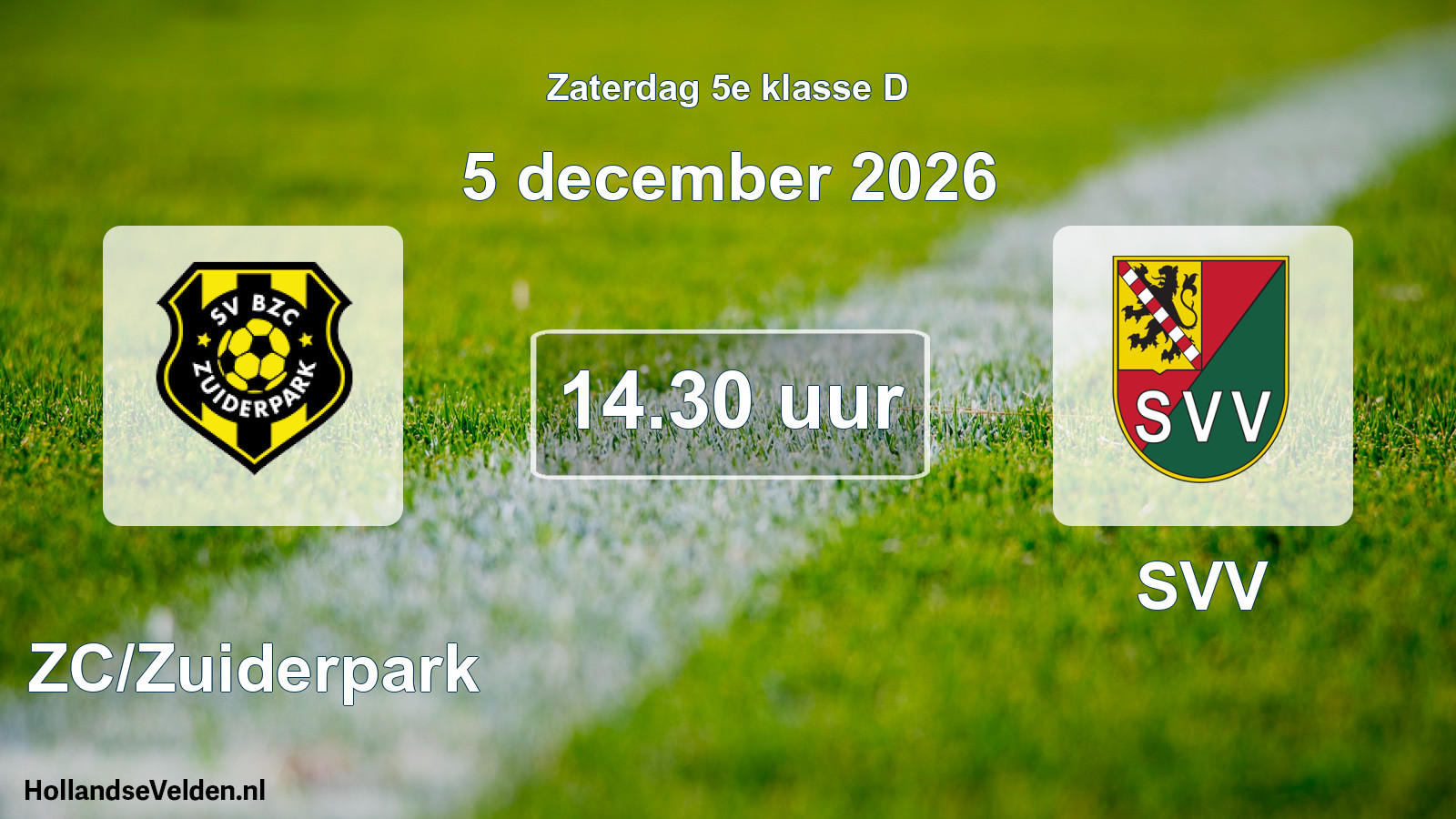 Geplande wedstrijd: BZC/Zuiderpark - SVV (5 december 2026)