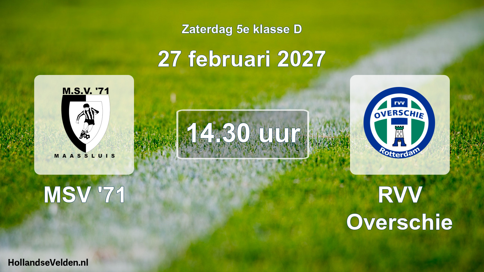 Geplande wedstrijd: MSV '71 - RVV Overschie (27 februari 2027)