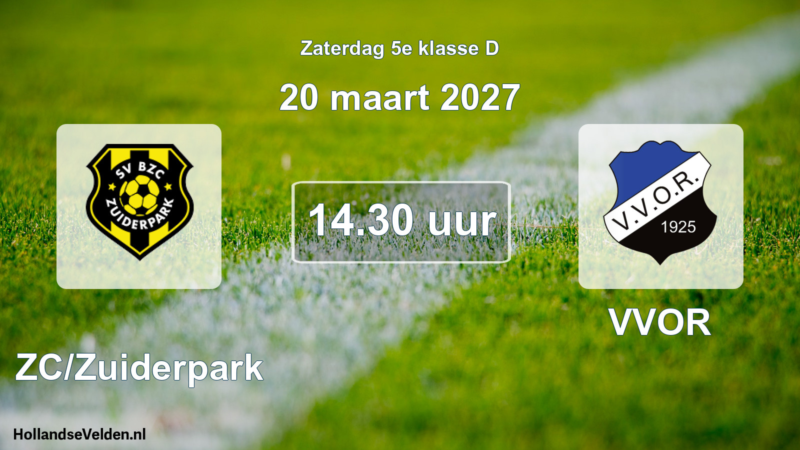 Geplande wedstrijd: BZC/Zuiderpark - VVOR (20 maart 2027)