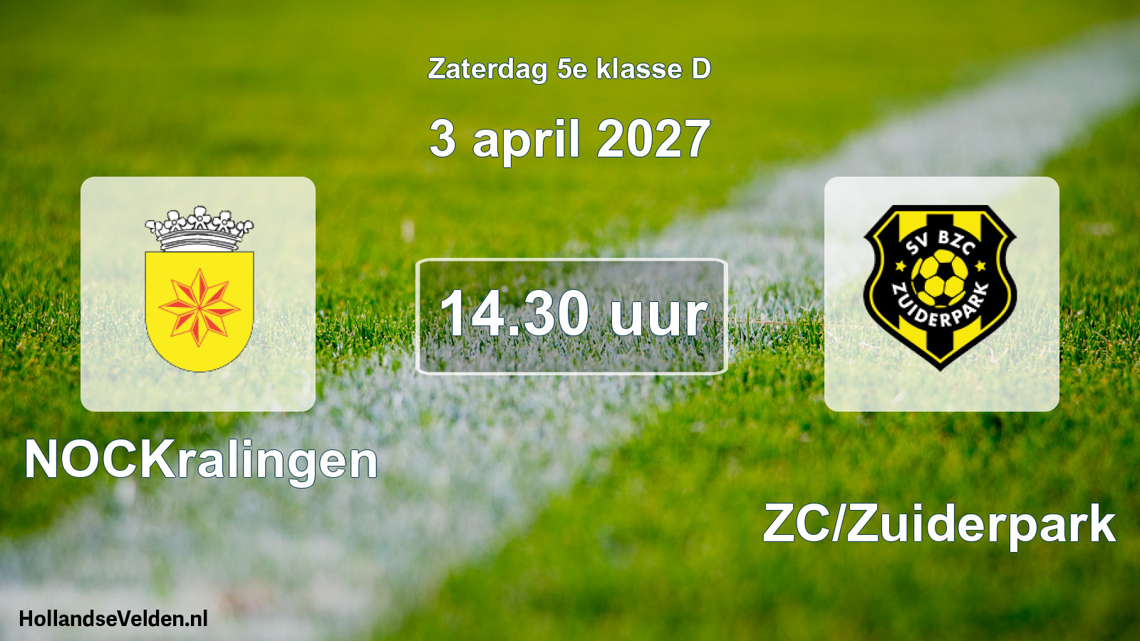 Geplande wedstrijd: NOCKralingen - BZC/Zuiderpark (3 april 2027)