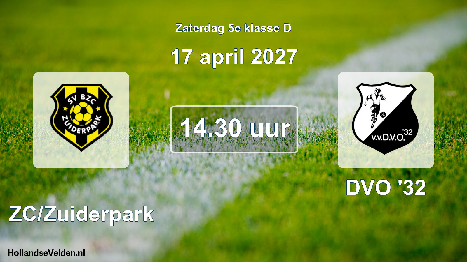 Geplande wedstrijd: BZC/Zuiderpark - DVO '32 (17 april 2027)