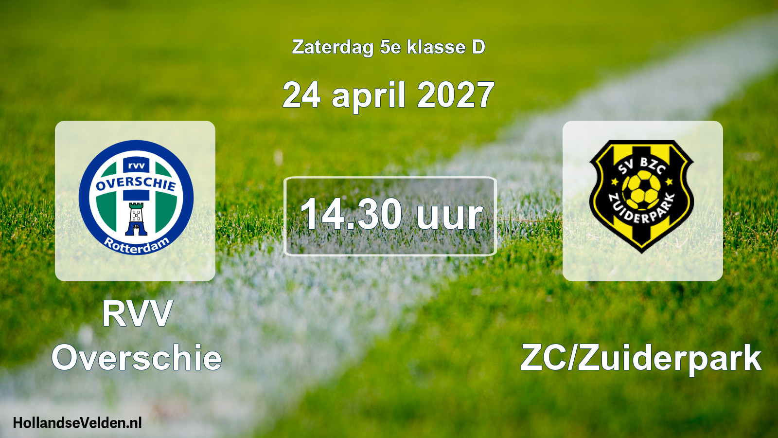 Geplande wedstrijd: RVV Overschie - BZC/Zuiderpark (24 april 2027)