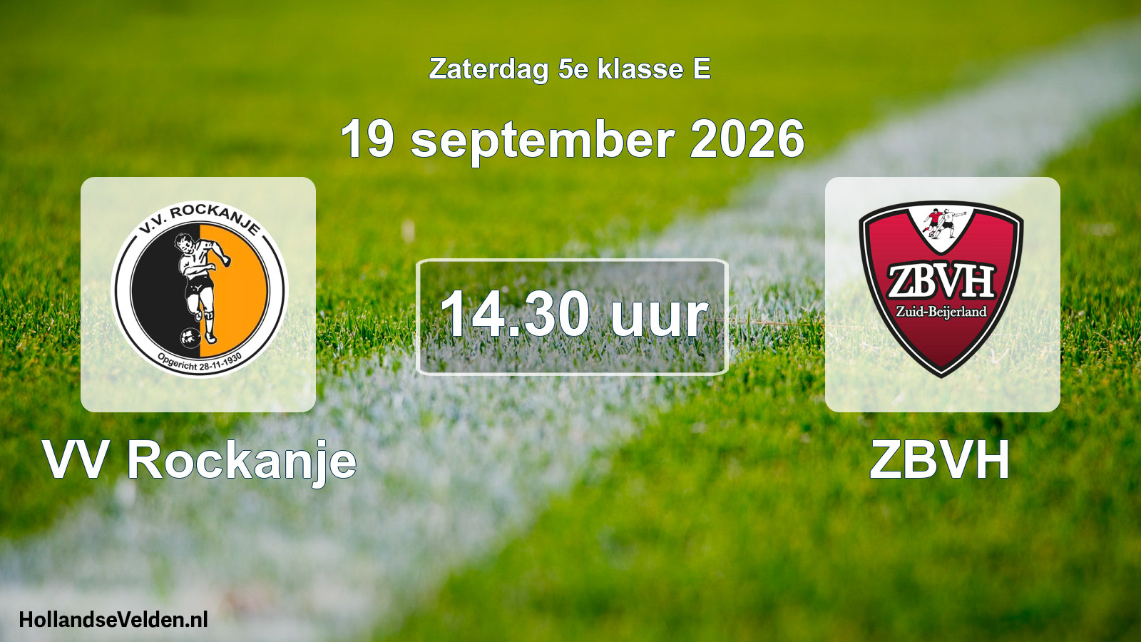 Geplande wedstrijd: VV Rockanje - ZBVH (19 september 2026)